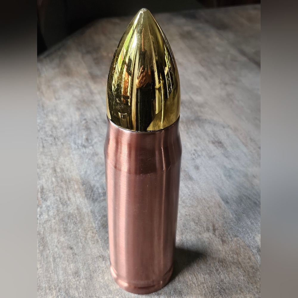 NWT Copper And Gold Bullet-Shaped Thermos Tumbler
